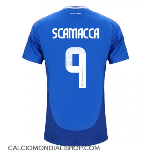 Maglie da calcio Italia Gianluca Scamacca #9 Prima Maglia Europei 2024 Manica Corta